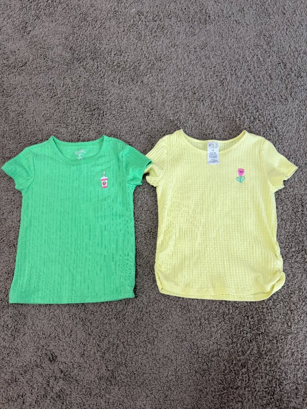 365 Kids Girls' Short Sleeve Tees (Green/Yellow) Size 8